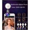 Jaetech House Téléphone kit Objectif avec Selfie Anneau Lumière 3 en 1 Caméra Lentille Universel (Noir)