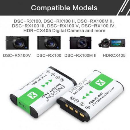 NP-BX1 ENEGON Batterie de Rechange (2 Paquets) et Chargeur Double Rapide pour Sony NP-BX1, NP-BX1 / M8 et Sony Cyber-Shot DSC