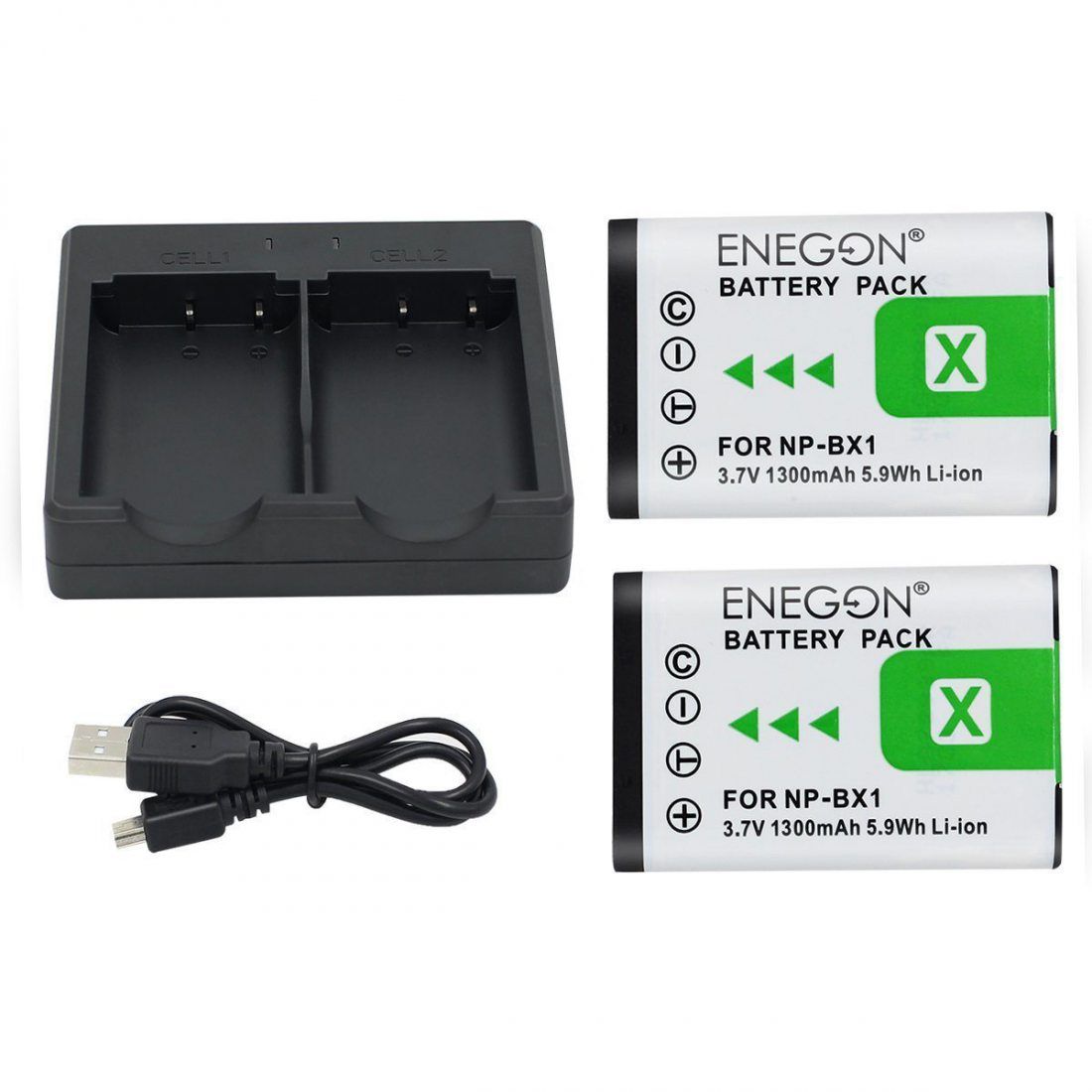 NP-BX1 ENEGON Batterie de Rechange (2 Paquets) et Chargeur Double Rapide pour Sony NP-BX1, NP-BX1 / M8 et Sony Cyber-Shot DSC