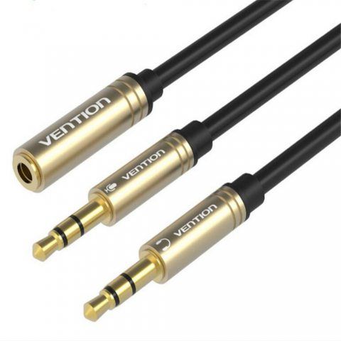 Câble micro casque  Vention Audio Micro Micro Splitter, DE 3,5 mm Câble audio 1 femelle vers 2 Double 3.5 mm mâle audio Mic S