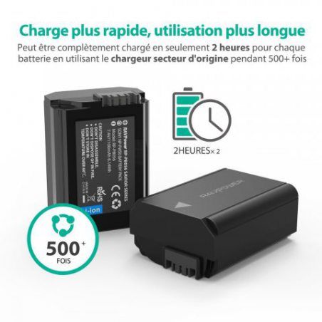 Sony NP-FW50 Batterie de Rechange 1100mAh Lot de 2 RAVPower Batteries de Remplacement pour Appareil Photos Compatible à l’Ori