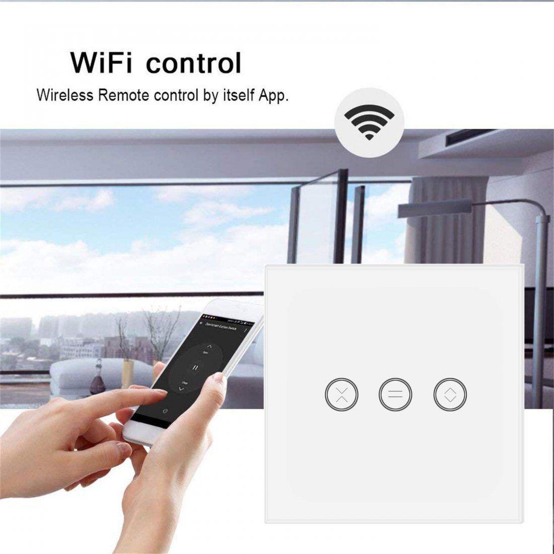 Jinvoo Smart UK Wifi Interrupteur tactile, télécommande sans fil Rideau de fenêtre commutateur, contrôleur Interrupteur Volet