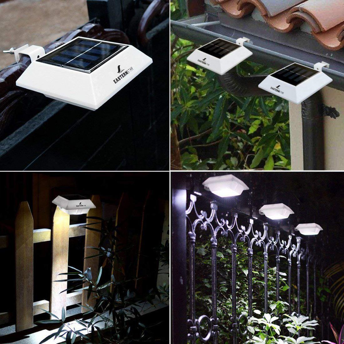 Lampe Solaire Extérieur Jardin 4 LED Easternstar, Éclairage Extérieur Solaire Imperméable, Lumière Solaire Extérieur Sans Fil