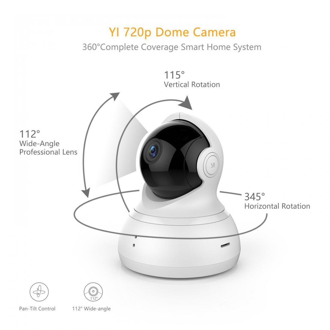 YI HD 720P Dôme Caméra de Surveillance-IP Caméra Cloud Wifi Sans Fil PTZ Pan / Tilt / Zoom Surveillance de Sécurité Intérieur