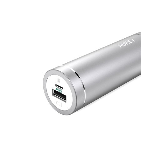 AUKEY Mini Batterie Externe 5000mAh avec 2 Ports USB (Sortie 5V/2A, Entrée 2A) pour iPhone, Samsung, etc., avec un 20cm Câble