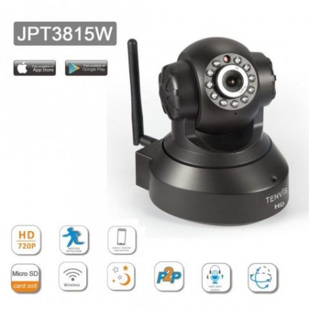 Tenvis JPT3815W Caméra de surveillance HD 1280x720p H264 IP Wifi sans fil - Application téléphone & Notice en français - Déte