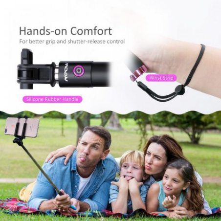 Mpow iSnap X Perche de Selfie stick sans fil Bluetooth monopode, Seulement 18cm de long, Monopied télescopique pour Apple iPh