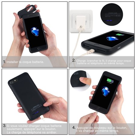 ICHECKEY iphone 6/6s/7/8 coque batterie rechargeable 2 en 1 multifonction support magnétique portable et couqe chargeur avec 