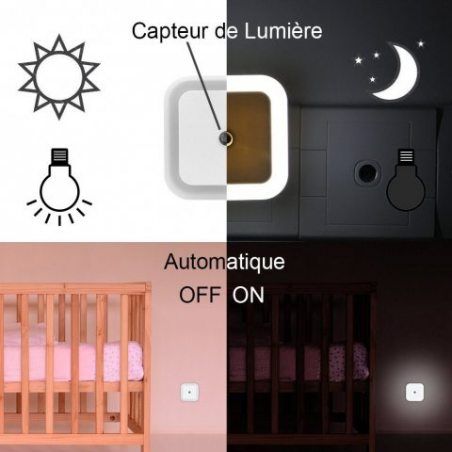 BAYORK LED Veilleuse Lampe de Nuit 0,5W Dusk to Dawn Capteur Automatique Détecteur de Lumière, Idéal pour Chambre Enfant Bébé
