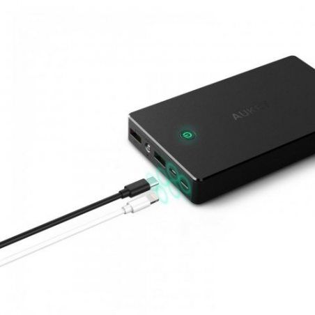AUKEY Quick Charge 3.0 Batterie Externe 20000mAh, Power Bank avec 2 Entrée Lightning et Micro USB, pour iPhone X/ 8/ Plus/ 7/