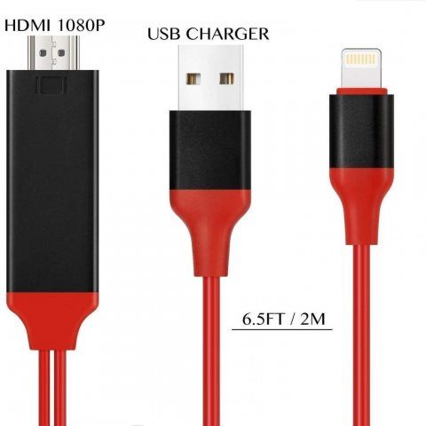 Lightning vers HDMI/2 m 1080p HDTV câble Plug and Play pas besoin Wifi adaptateur AV numérique pour iPhone 7/7S/7 Plus, iPhon
