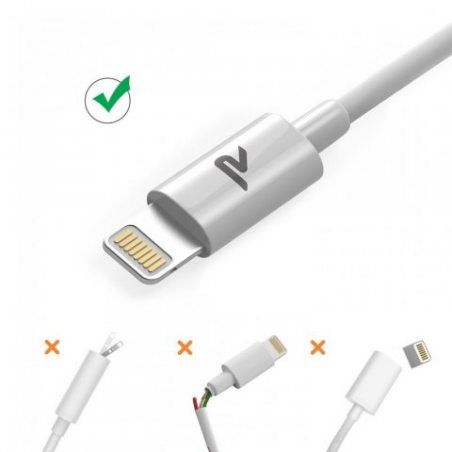 Câble iPhone Rampow® [MFI certifié Apple] - GARANTIE À VIE - Câble Lightning vers USB pour iPhone 8 / 8 Plus / 7 / 7 Plus / 6