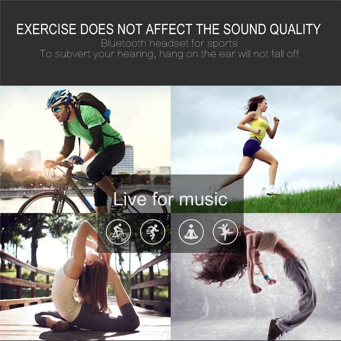 Iyowin Casque de Sport Bluetooth 4.1, Stéréo écouteurs Intra-auriculaires Sans Fil, Oreillette avec Suppression de Bruit/ Mai