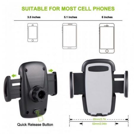 Support Telephone Voiture Ventilation - Auto Universel à Angle Réglable pour iPhone 7/6s/6/SE/5/5s,Samsung Galaxy Galaxy S8/S