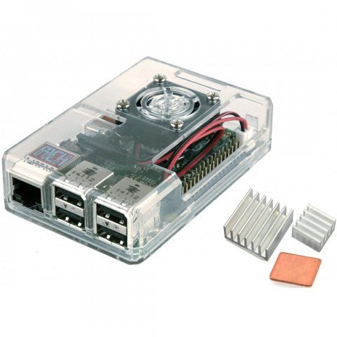EleBOX Boitier transparent avec RADIATEUR & VENTILATEUR pour Raspberry Pi 3, RPi 2 case with HEATSINK & FAN … (transparent)