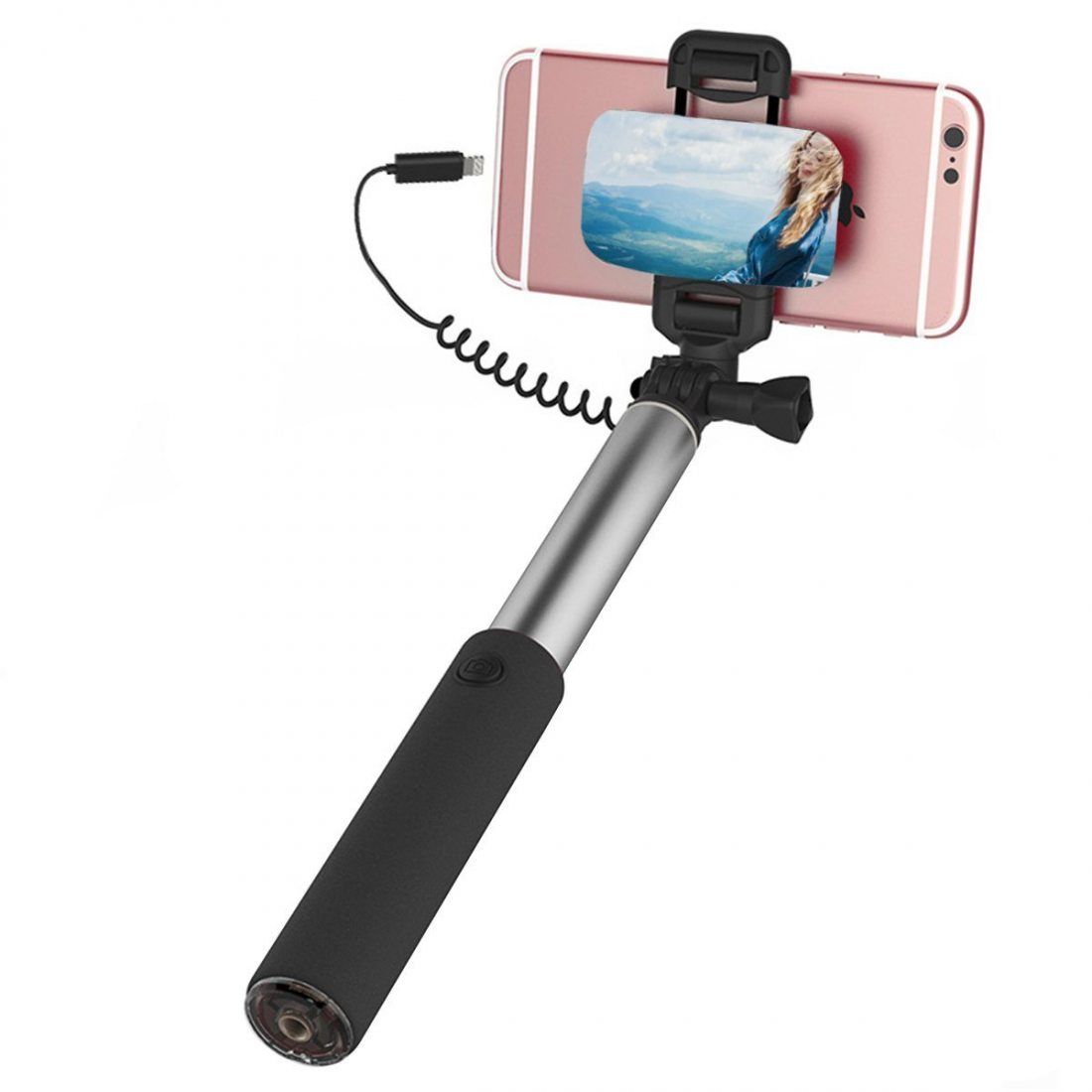 Perche Selfie pour iPhone 7/7 Plus/6/6S/5/5S/SE/5C Aucune Batterie et Connexion Bluetooth Requise Aeeque Selfie Stick Câblé Réglable Télescopique pour Android et IOS Téléphone Portable Violet 
