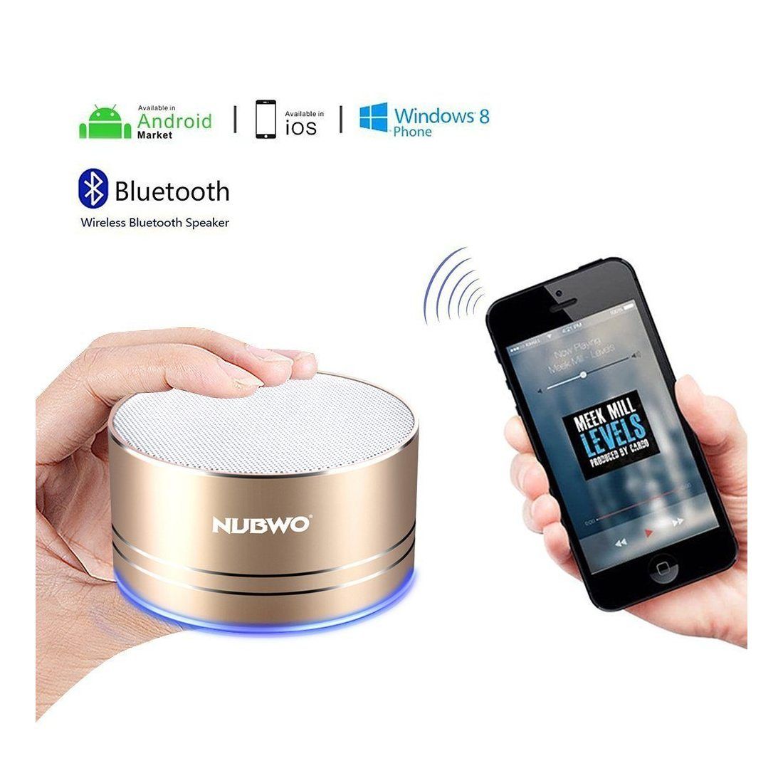 Enceinte Bluetooth, Nubwo Mini Haut-parleur de Voyage Portable Sans Fil,5 heures de Lecture,Microphone Intégré,Appel Mains-Li