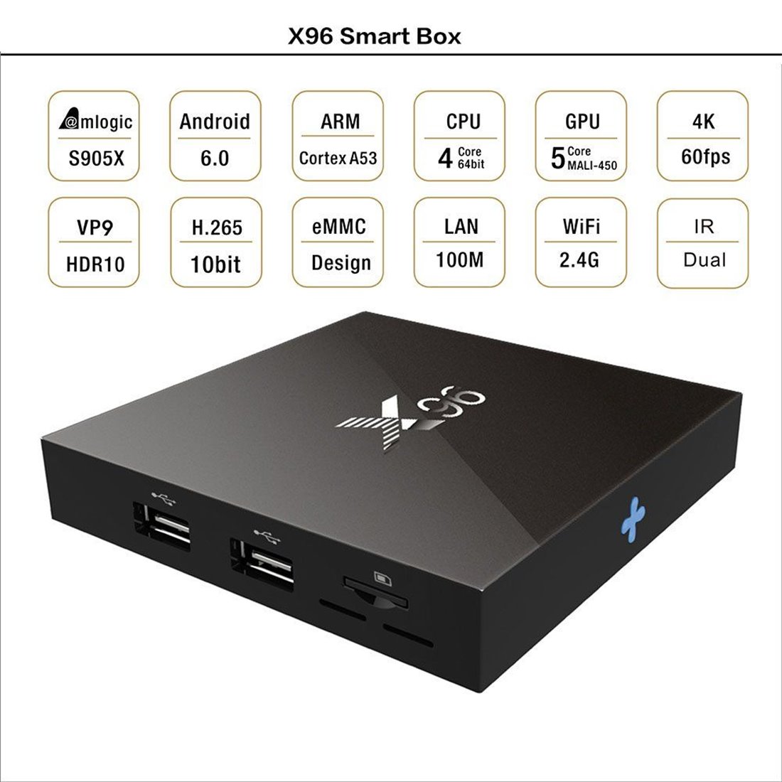 VIGICA X96 TV Box Android 6.0 Marshmallow Amlogic S905X Quad Core 2G 16G Smart TV Box 4K WIFI DLNA