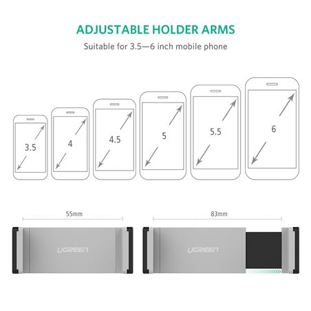 UGREEN Support Téléphone Voiture à Grille d'Aération avec Rotation 360° pour iPhone X/ 8 Plus/ 8/ 7 Plus, Samsung Galaxy S8/ 