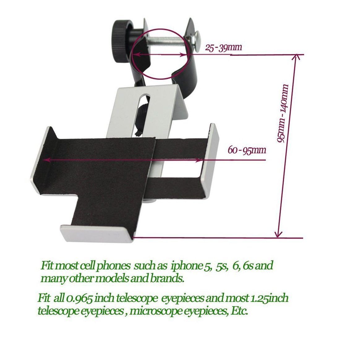 Gosky Métal Smartphone adaptateur et support de fixation pour trépied pour longue-vue/télescope/microscope/Jumelles 31. 75 mm