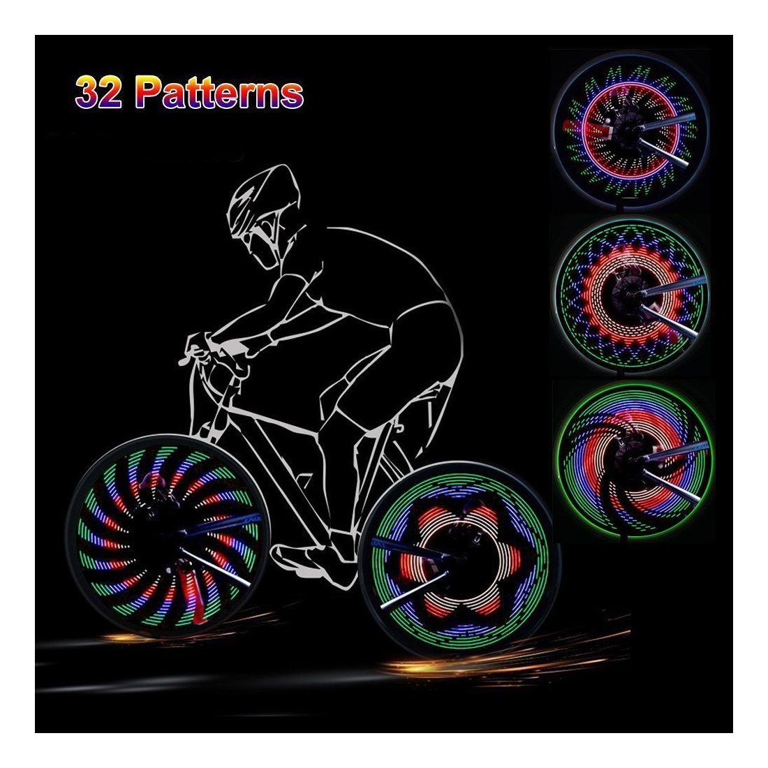Bliplus Eclairage pour Vélo colorées 32 LED Eclairage Roue de Vélo Spoke Light pour Outdoor équitation