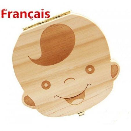 Cdet Garçons et filles boîte cadeau dents en bois commémorent une boîte de rangement monumentale version française