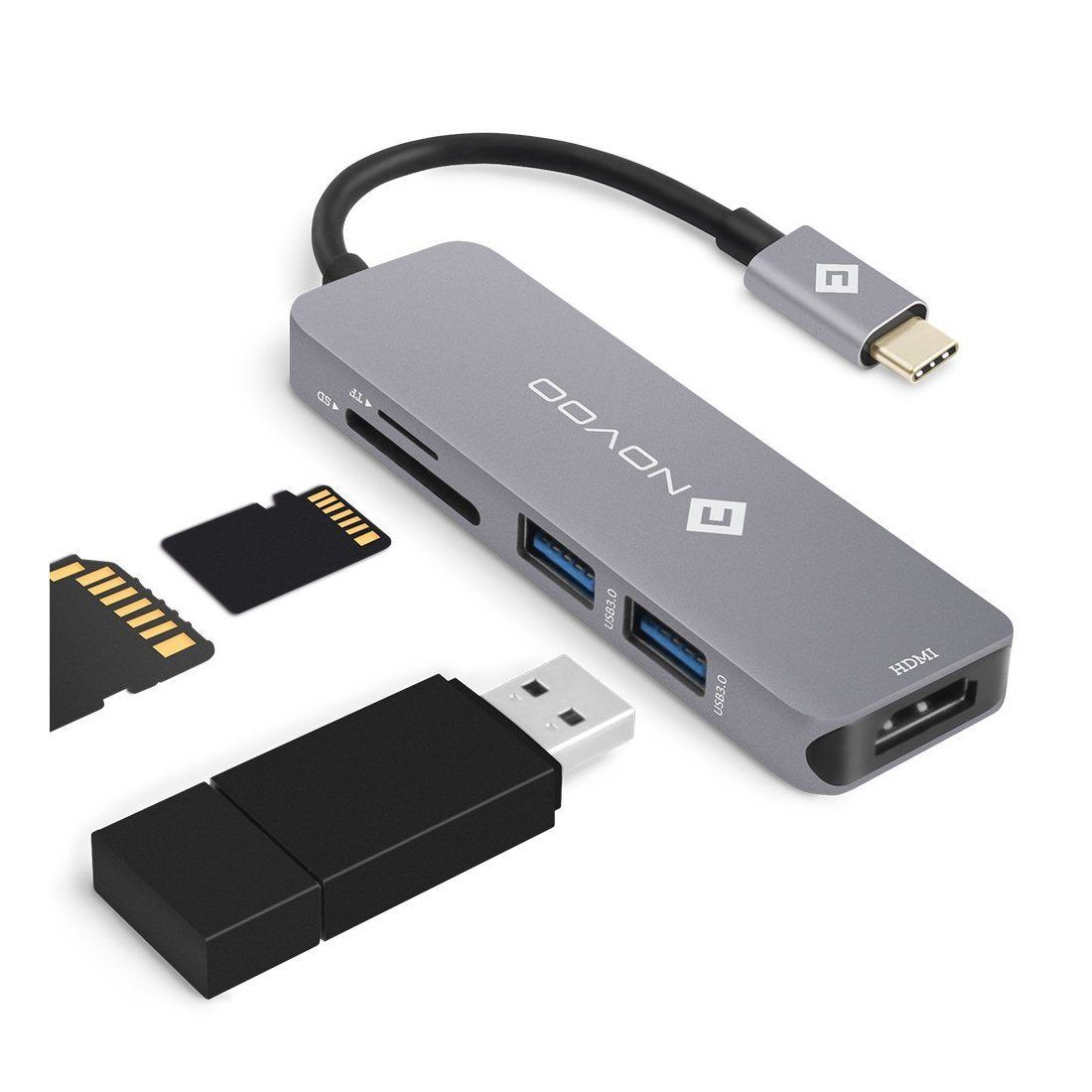 Usb c концентратор hdmi. Адаптер Hub многопортовый 2x USB-C = 1x HDMI 2,0, 2xusb 3.1, 2x USB-C, SD, MICROSD / серый. 9-Портовый концентратор NOVOO Type c-DM. USB Hub Huawei. USB концентратор с HDMI.