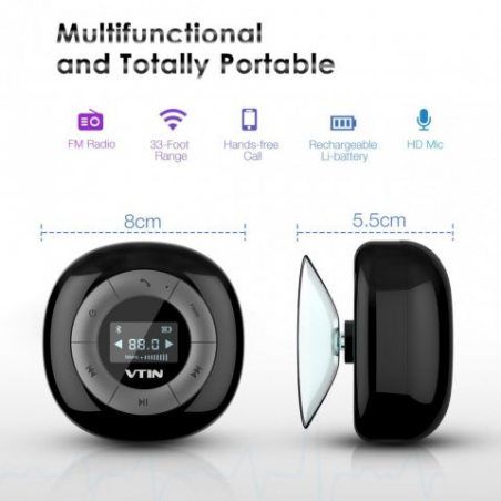 [Upgraded Version]VTIN Relaxer Mini Enceinte Bluetooth 4.0 Haut-Parleur Etanche Puissant avec Tuner FM Radio Ecran LCD Digita