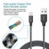 Câble iPhone 1M 2M 2M 3M , WZS® [Pack de 4] Câble Lightning vers USB de Nylon Tressé Connecteur en Aluminium Cable Chargeur i