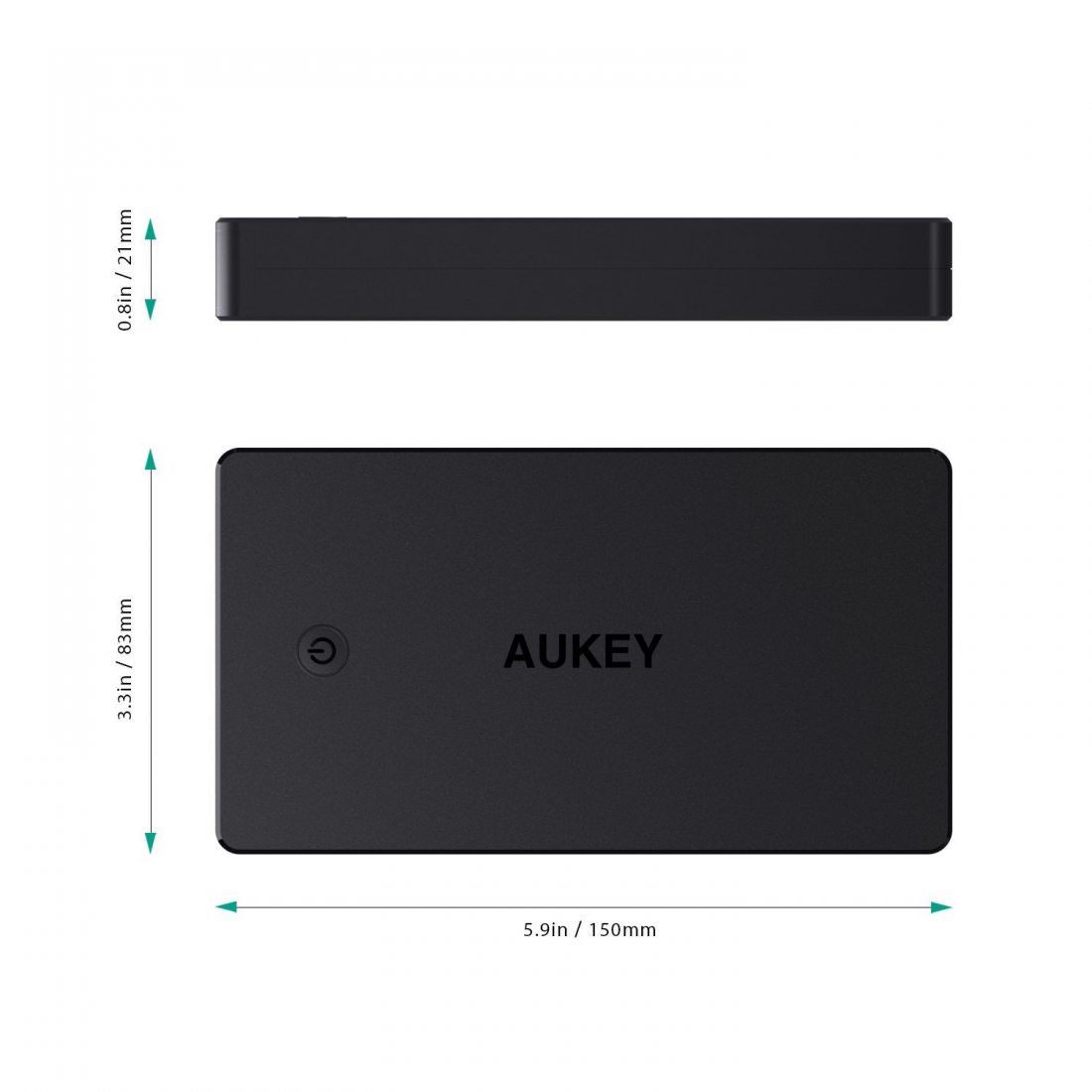 Tablette Power Bank Slimline avec 4 Port Sorties et 3 Entrées pour iPhone X / 8 Plus / 7 / 6s AUKEY USB C Batterie Externe 20000mAh Samsung S9 / S8+/ S8 Nexus 6P / 5X iPad 