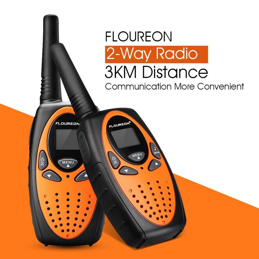 Floureon Une paire 8 canaux Talkie Walkie UHF400-470MHZ 2-Way Radio Gamme de 3 kilomètres Interphone pour en contact avec enf