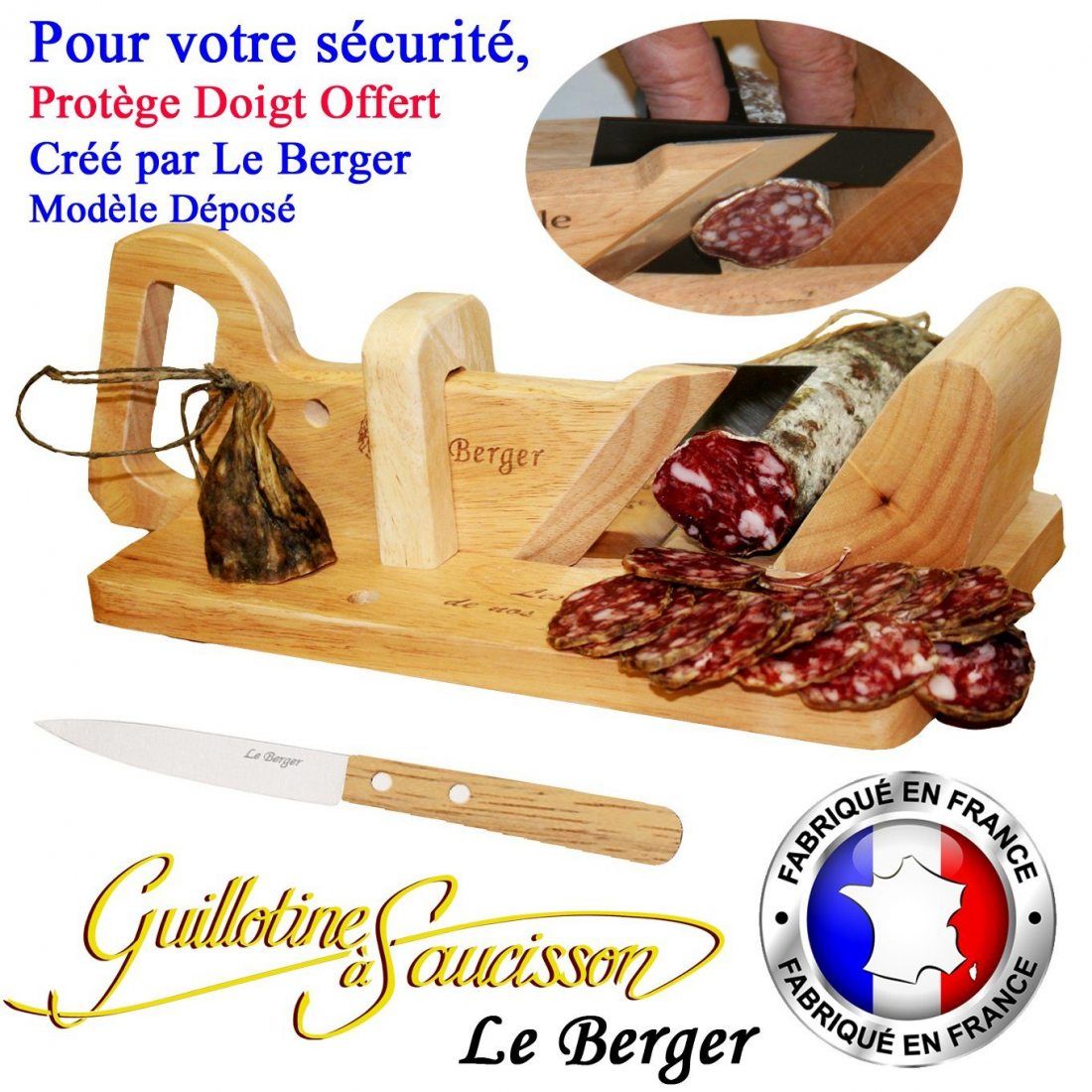 Trancheuse Universelle Guillotine à Saucisson Fromage Charcuterie Toque Chef By Le Berger AFFUTEUR INTEGRE 