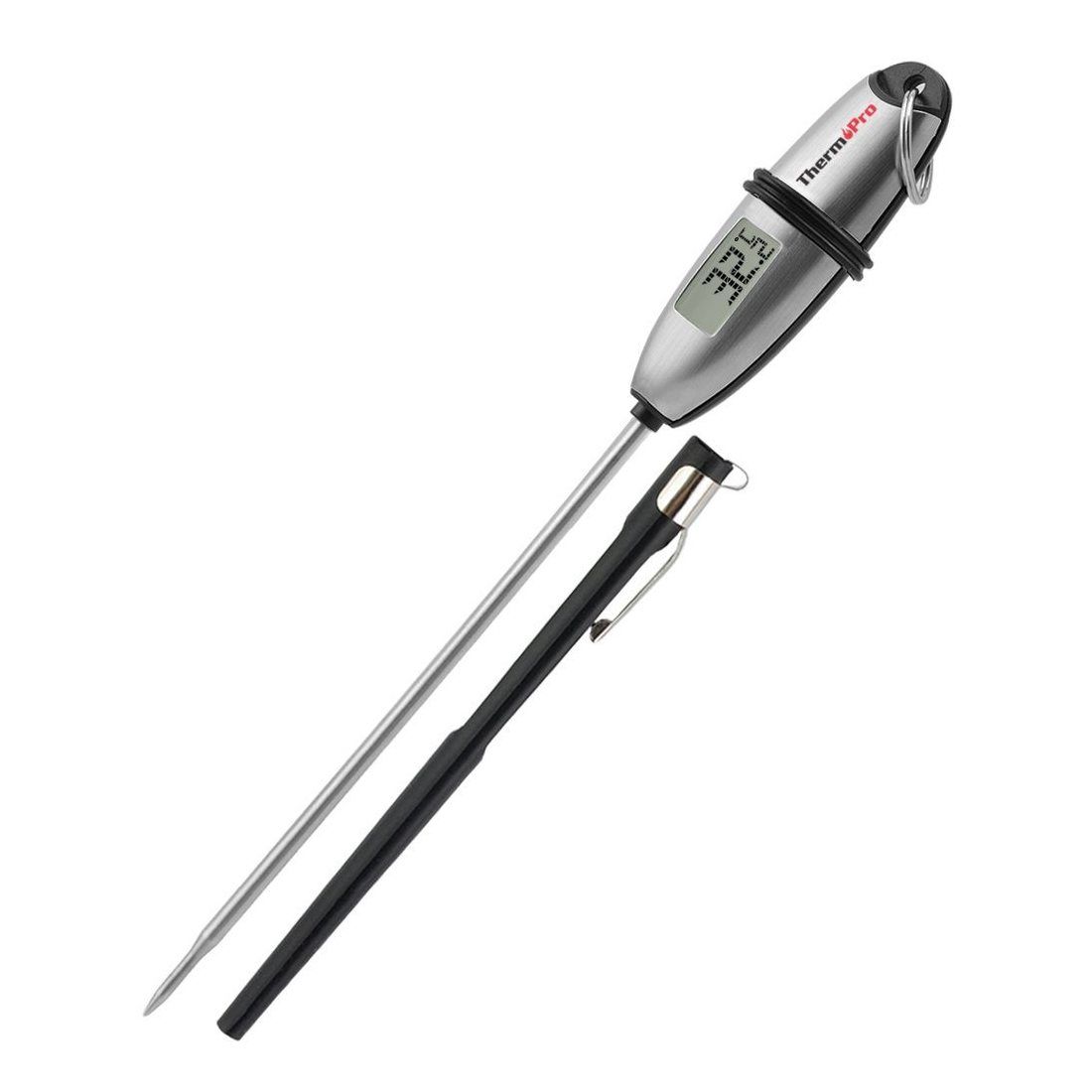 ThermoPro TP-02S Thermomètre de Cuisine Numérique en Acier Inoxydable, Sonde Anti-Corrosion, Écran LCD Digital, Thermomètre d