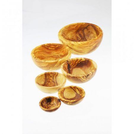 Bols gigognes en bois d'olivier, lot de 6, grain/naturel