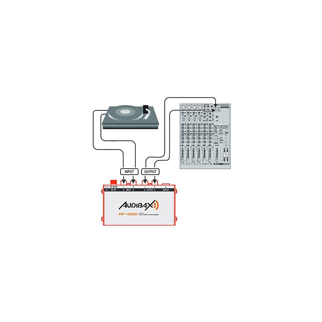 Audibax PP4000 Préamplificateur phono et égaliseur RIAA pour platine. Interrupteur électrique ON/OFF.