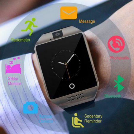 Montre Connectée, Bluetooth Sport Etanche Smartwatch Soutien SIM/TF Carte avec Caméra Ecran Tactile Pédomètre Moniteur de Som